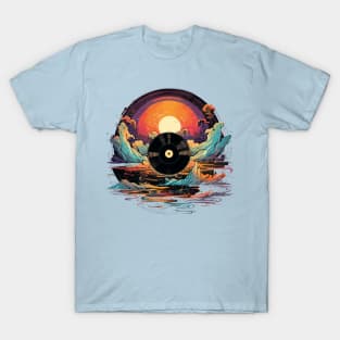 Vinyl in the clouds with sunset T-Shirt